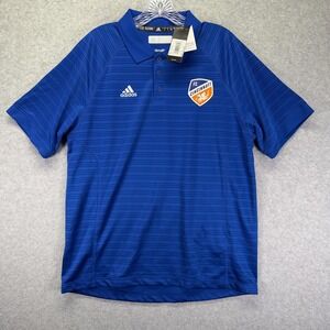 FC Cincinnati Polo Shirt Mens Medium Blue MLS Soccer Adidas Climalite Royal